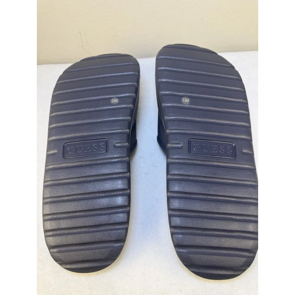 GUESS Metzger Slides Men's 13M Blue Logo Sandals NIB Comfortable Casual